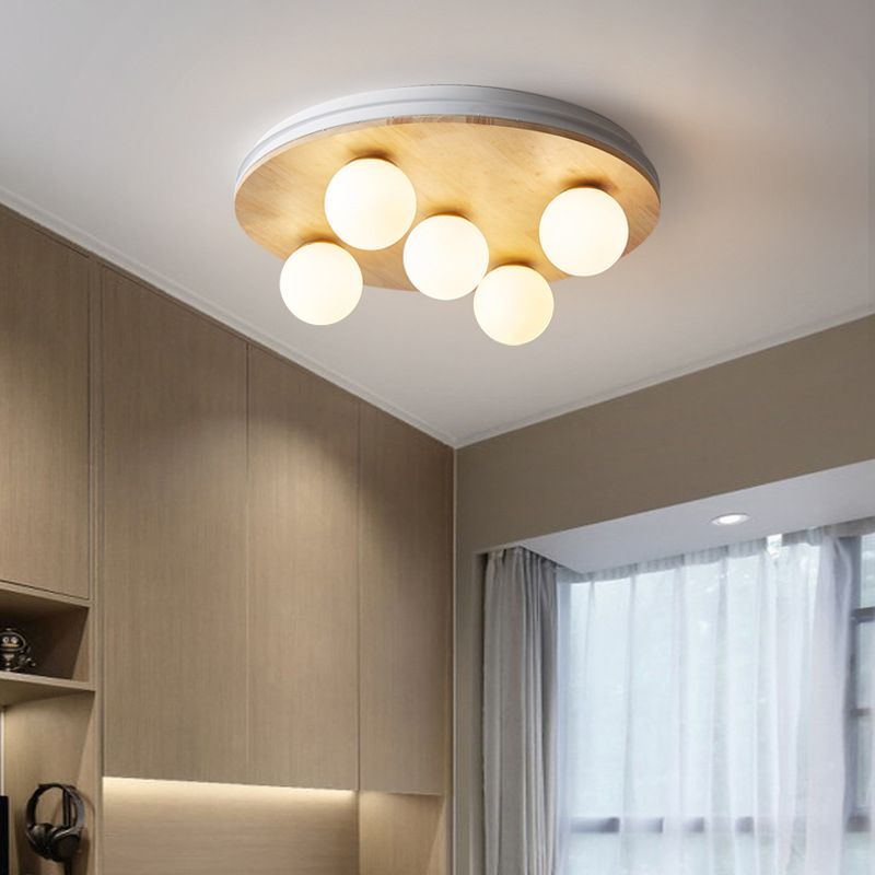 Luminaires de plafond semi-affleurants géométriques en verre opale, lampe Semi-affleurante de Style moderne pour chambre à coucher