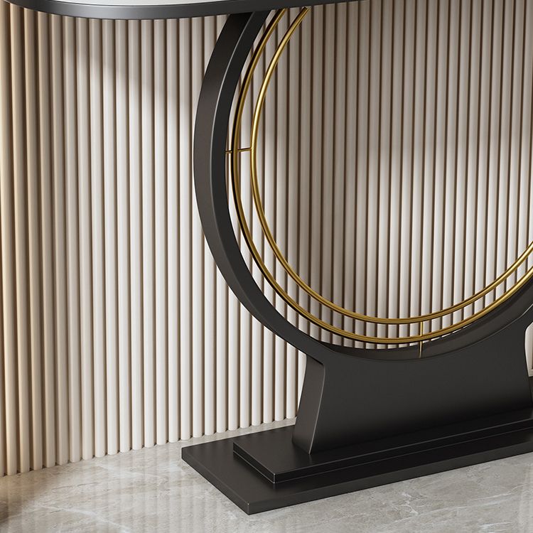 Modern Half Moon Console Accent Table Antique Finish Console Sofa Table