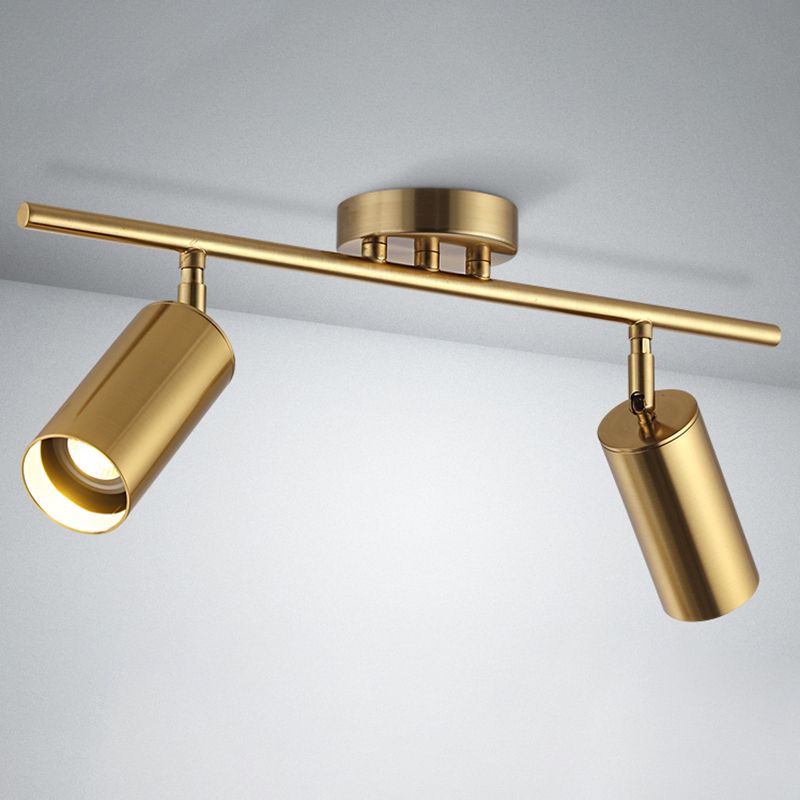 Kits d'éclairage sur rail nordique moderne de luxe en laiton monté en Surface salon chambre maison trou libre plafonnier semi-encastré doré