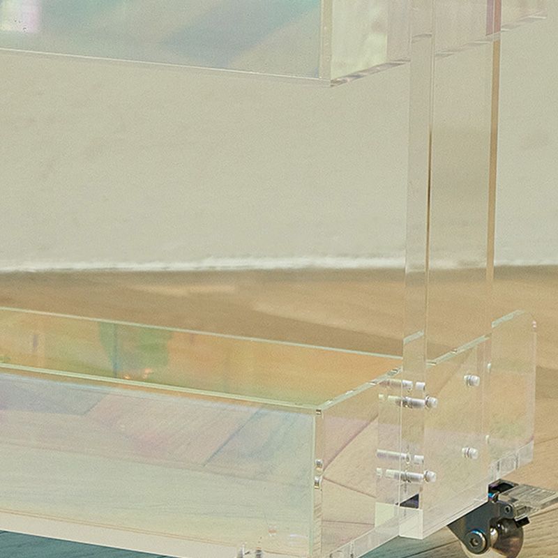 Modern Acrylic Rectangular End Table Double Tier Corner Table with Storage