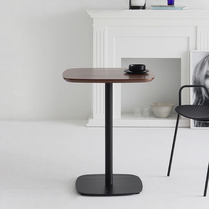 Industrial Solid Wood Square Dining Table Standard Kitchen Dining Table with Pedestal Base