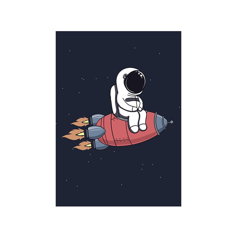 Décoration murale d'astronaute de l'univers, impression d'art sur toile de dessin animé de couleur foncée pour chambre d'enfant