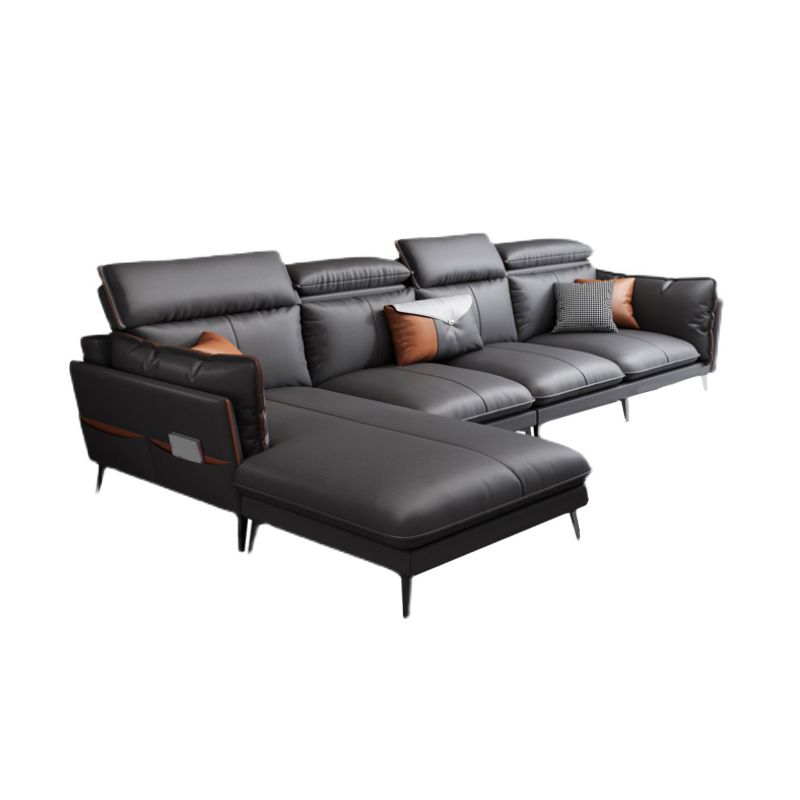 Modern Pillow Top Arm Sectional Sofa 37.8"High Fabric Cushion Back Sofa