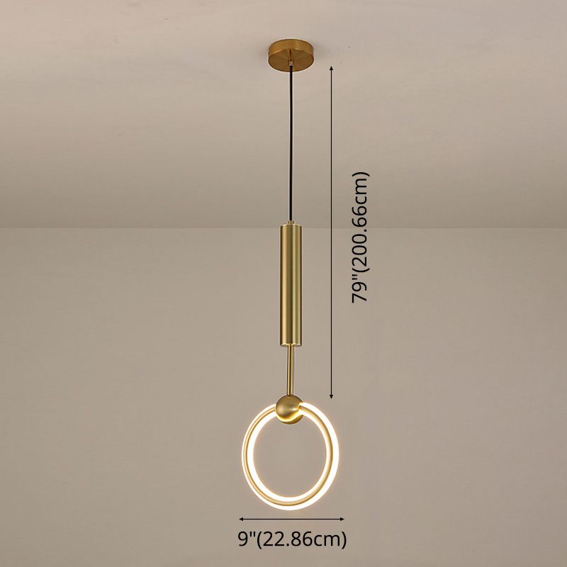 Gouden cirkelvormige led hanglamp in moderne eenvoud smeedijzeren hangende lamp met siliconen schaduw