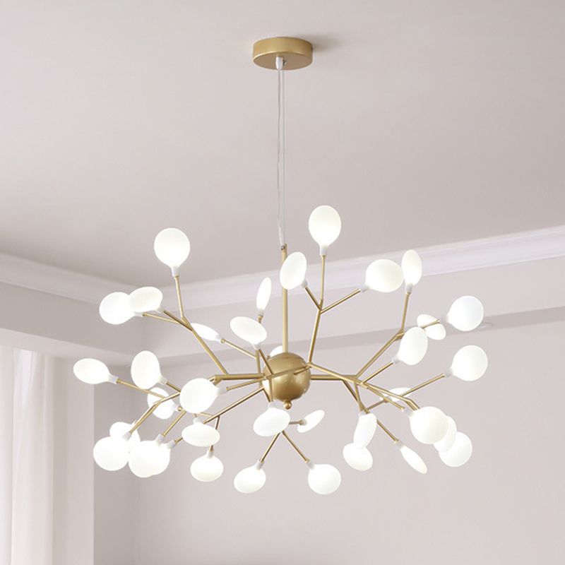 Gold Fireflies Chandelier Light Fixture Simplistic Acrylic Pendant Chandelier for Bedroom