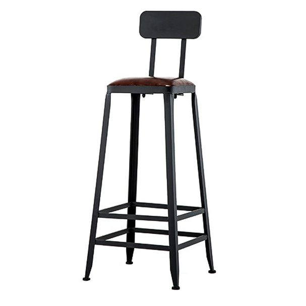 Industrial Leather Bar and Counter Stool Square Stool with 4 Legs
