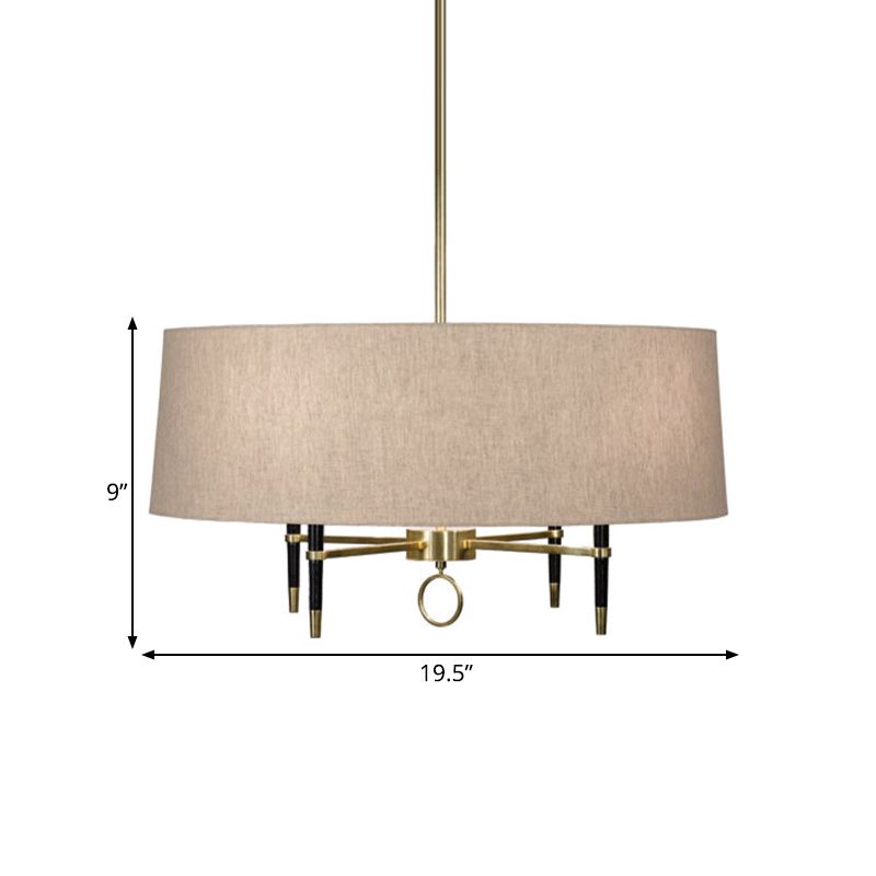 Cilindro sala da pranzo lampadario in tessuto classico tessuto 4 luci di flassia