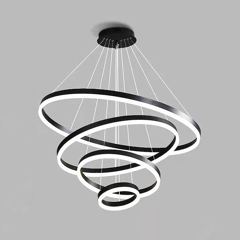Black Multi-Tier Chandelier Lighting Fixture Modern Chandelier Pendant Light for Bedroom
