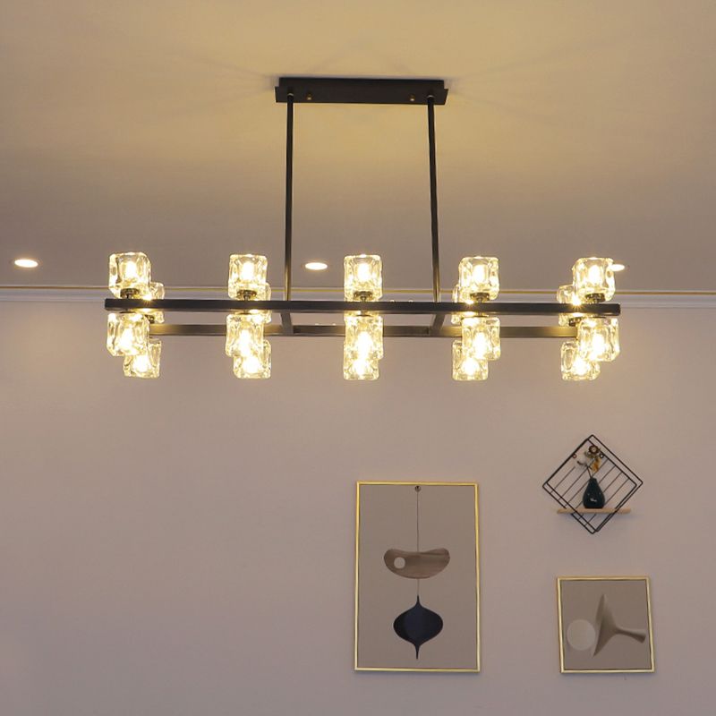 Luminaire de l'île contemporaine Crystal Cube Island Lights for Kitchen