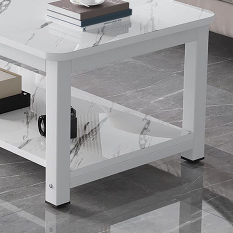 Round Wooden Coffee or End Table Iron Pedestal Base with Storage