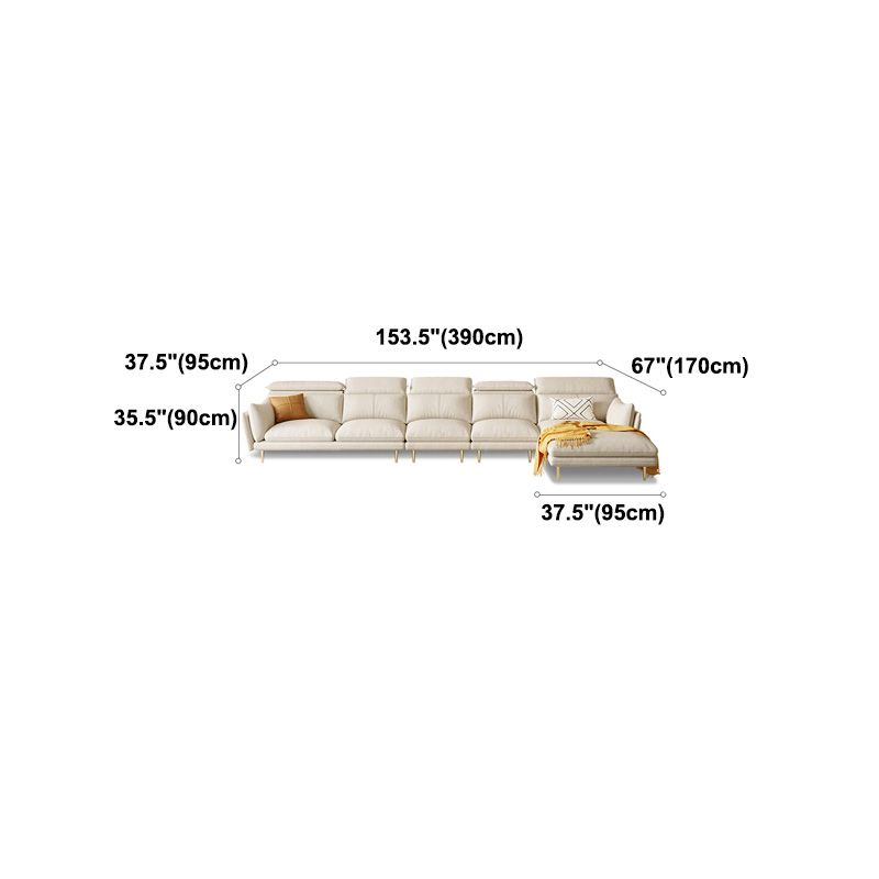 Cream Faux Leather Sofa/Sectional with Storage Bag Adjustable Sofa for Living Room