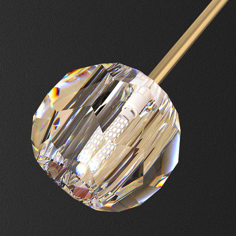 Geometric Shade Multi-Lights Wall Sconce Modern Style Crystal Wall Mount Light Fixture in Gold