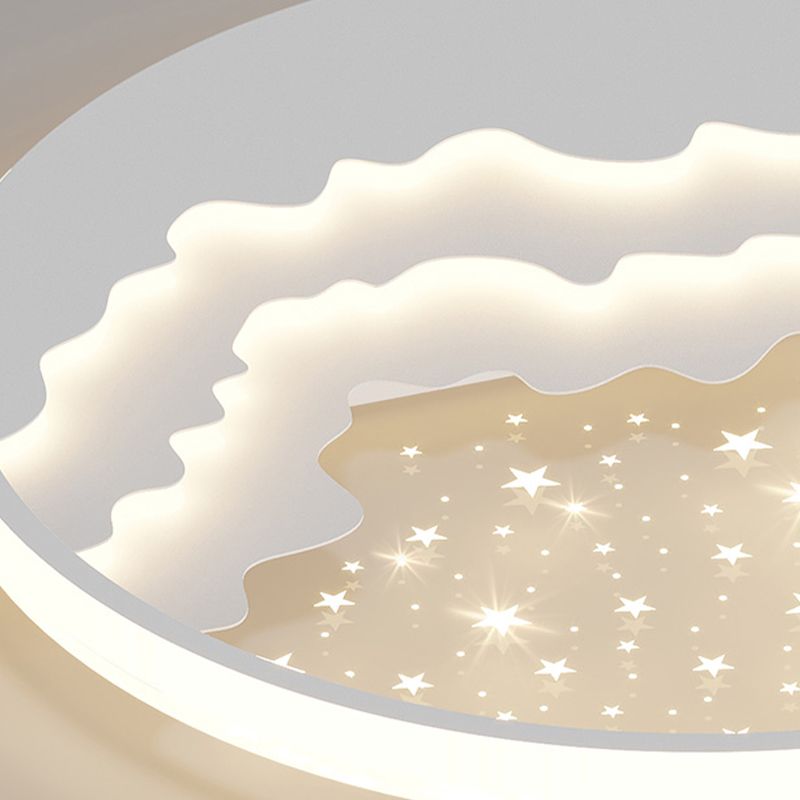Luminaire de plafond encastré de style moderne à 1 ampoule à abat-jour rond en blanc