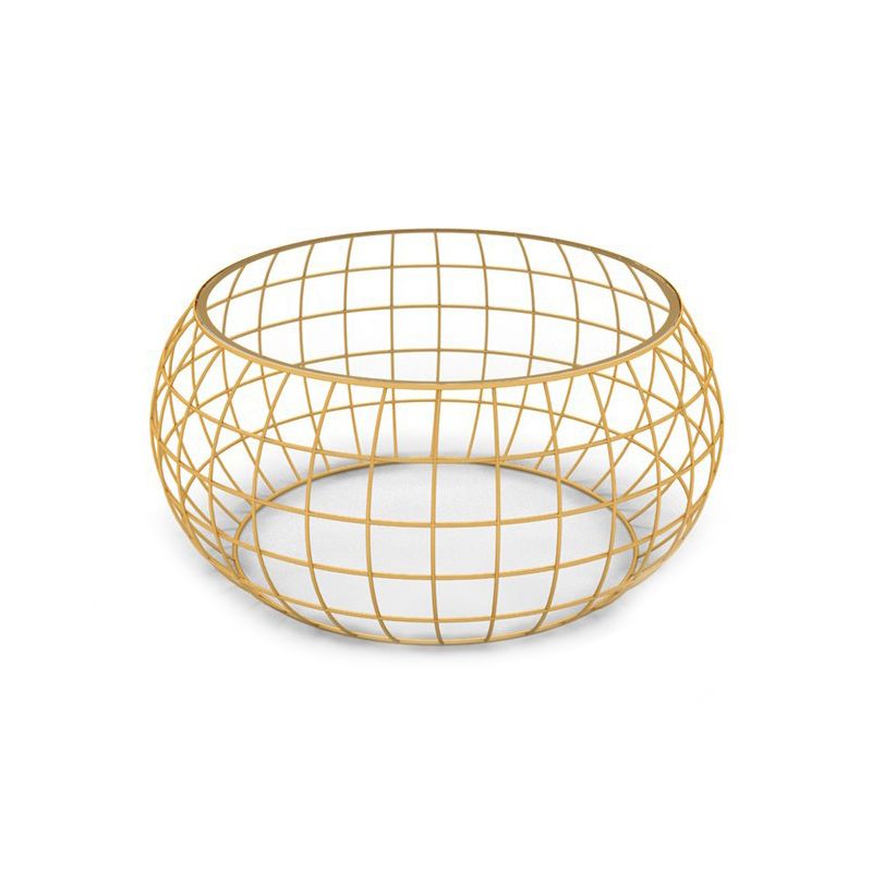 Contemporary Round Glass Top Cocktail Table with Frame Base in Iron