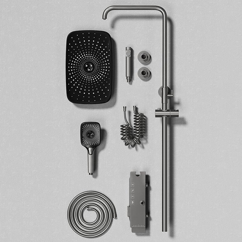 Modern Brass Shower Set 2 Shower Heads Shower Faucet in Gray and White