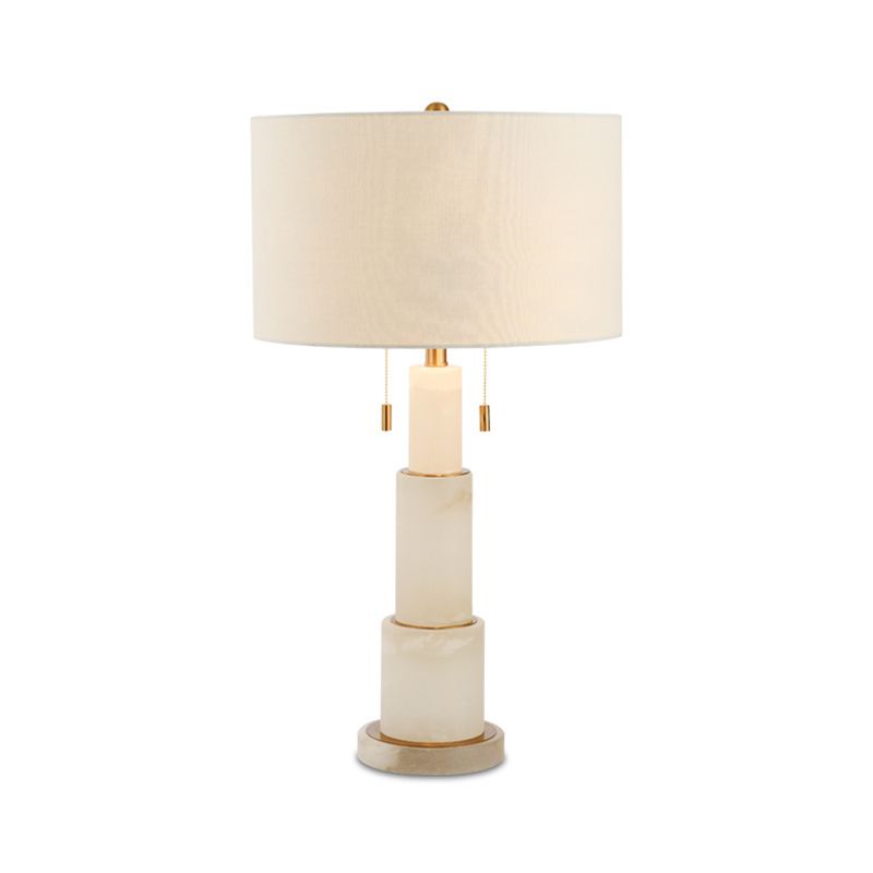 Lampe de nuit en marbre à 3 niveaux minimaliste 1 ampoule noire / blanche-chaîne de table de chaîne lumineuse avec ombre de tissu de tambour