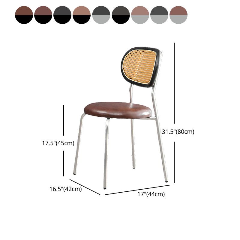 Faux Leather Armless Dining Chair Contemporary Open Back Dining Room Side Chair