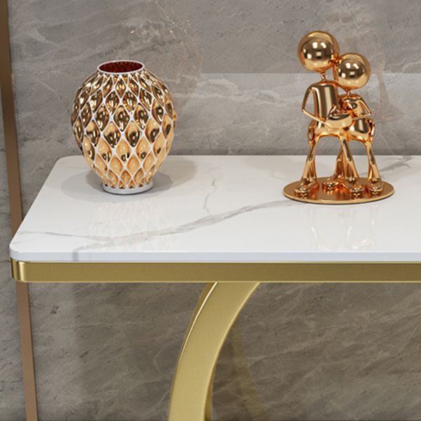 31.5" Tall Stone Glam Console Table Rectangle Accent Table with Shelf