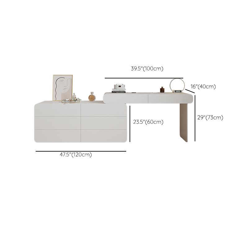 15.74" Wide Make-up Vanity White Makeup Vanity Desk Table with 5/8 Drawers