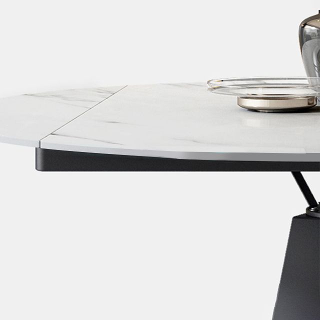 Simplicity Round Dining Table Marble Table with Black Pedestal Base