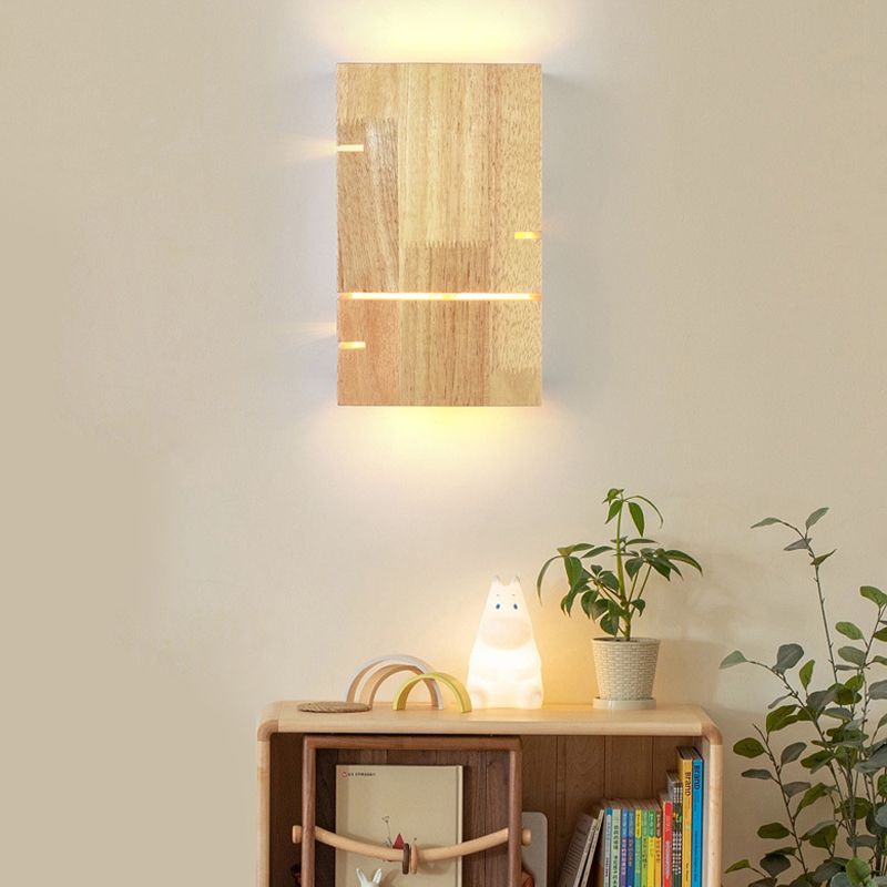 Modernism Beige Finish Single Wall Mounted Sconce LED Wall Light with Wood