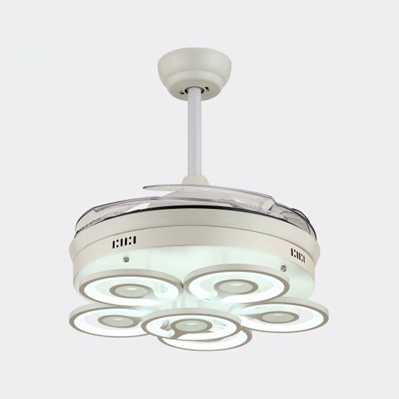 Bucle acrílico de 4 cuchillas ventilador de colgante de 4 cuchillas simplicidad led semi smi-swush monte, 19 "de ancho