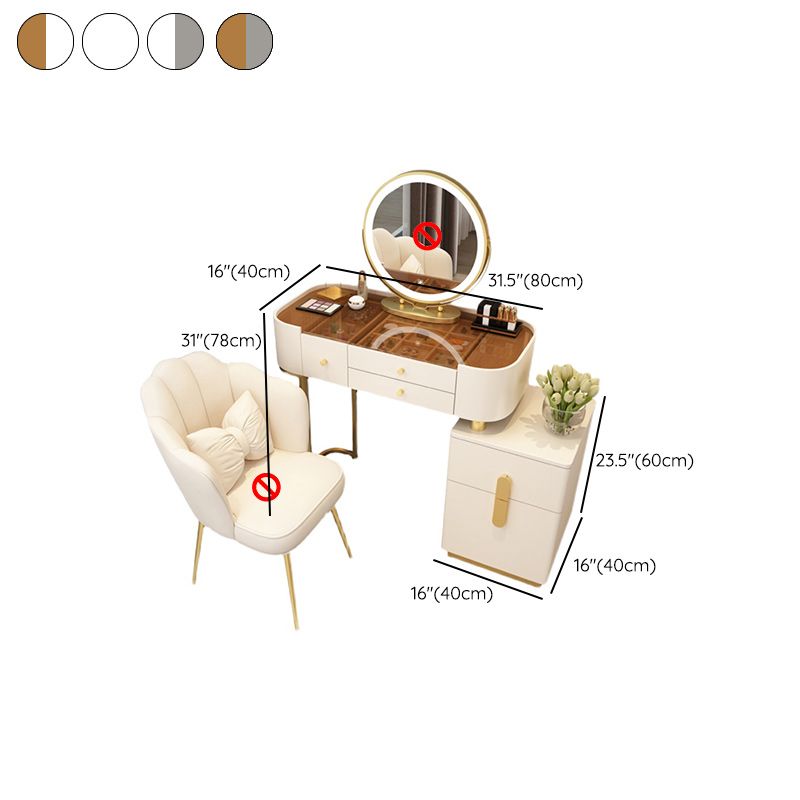 Glam Glass Vanity Dressing Table Bedroom Mirror Makeup Vanity Desk with Drawer