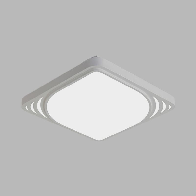 Simple LED Flush Mount Light Weiß Square Deckenleuchte mit Metall-Shade in Warm/White Light, 16.5 "/20.5" Breite