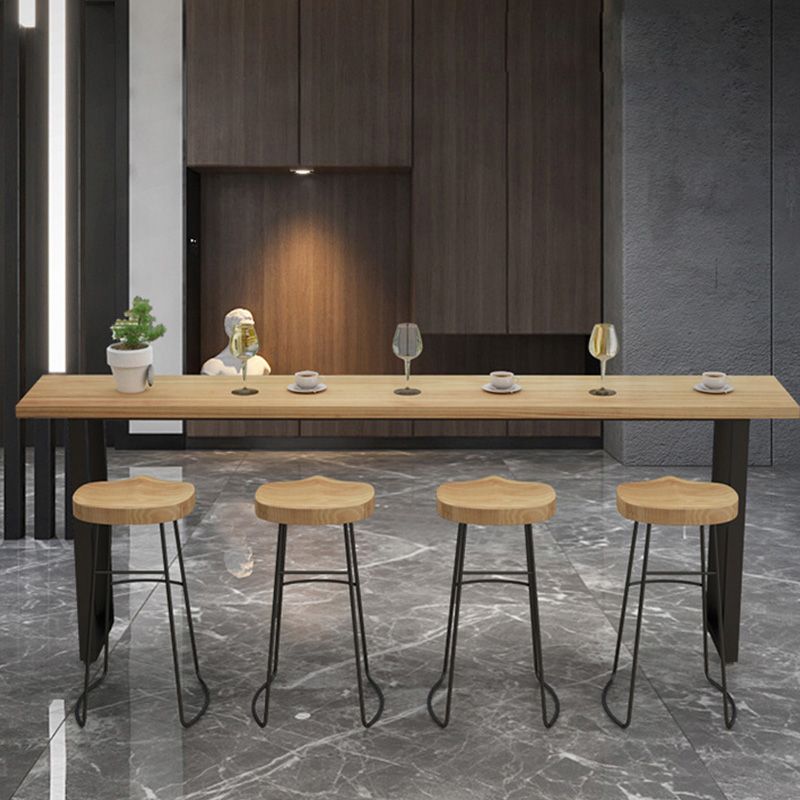 Modern Bar Height Table Solid Wood Top Bistro Pub Table for Living Room