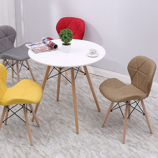 Sedia laterale di faggio contemporanea sedia opaca finitura da pranzo imbottita