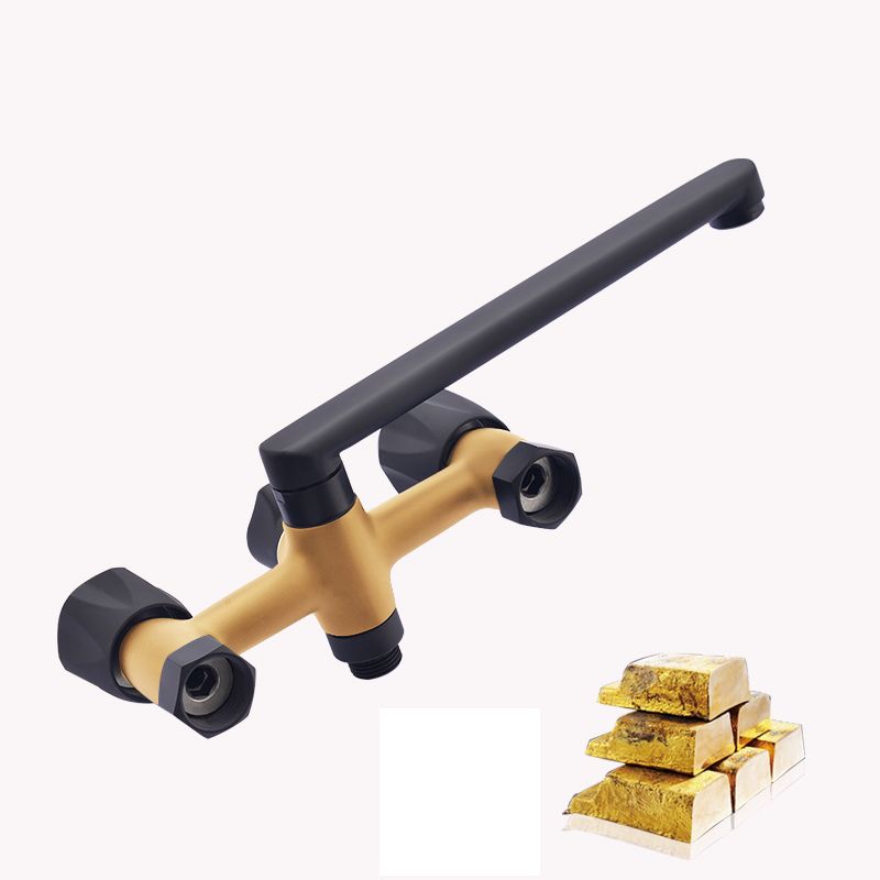 Modern Tub Faucet Trim Black Wall Mounted Swivel Spout with Handheld Shower