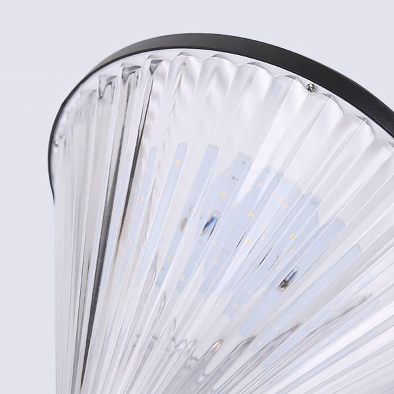 Contemporary Pillar Light with Cone Shaped Shade for Courtyard