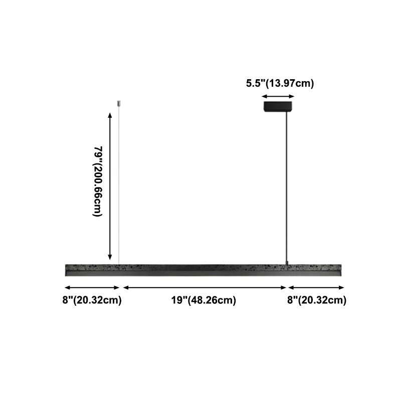 1-Light Island Lighting Postmodern Style Linear Shape Metal Chandelier Lamp in Black