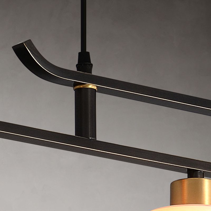 Modern Cylinder Island Lighting Fixtures Glass 3 Light Pendant Lighting in Black