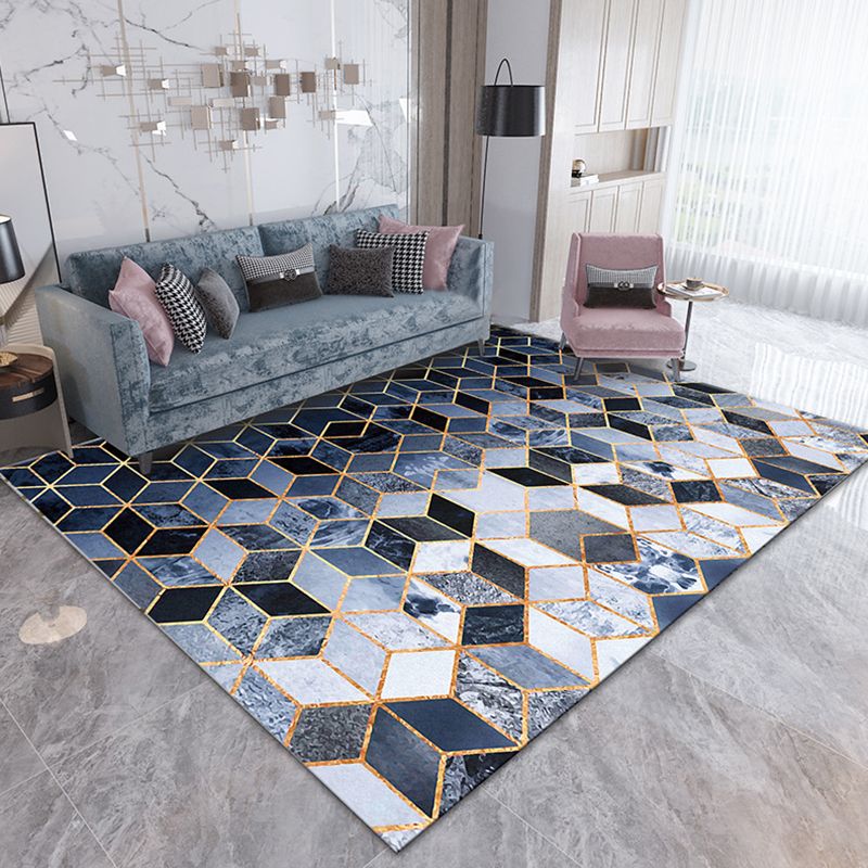 Classic Geometric Carpet Patchwork Modern Area Rug Polyester Anti-Slip Indoor Rug for Living Room