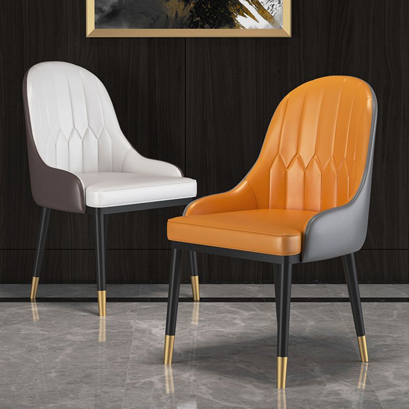 Leather Dining Chairs Scandinavian Arm Solid Back Dining Side Chair
