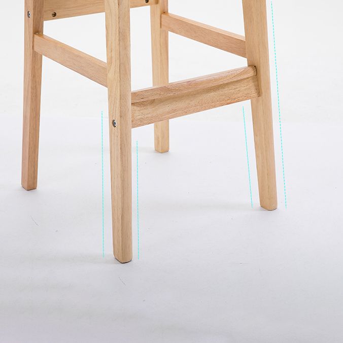 Scandinavian Oak Wood Home Stool Matte Finish Upholstered Bar Stools