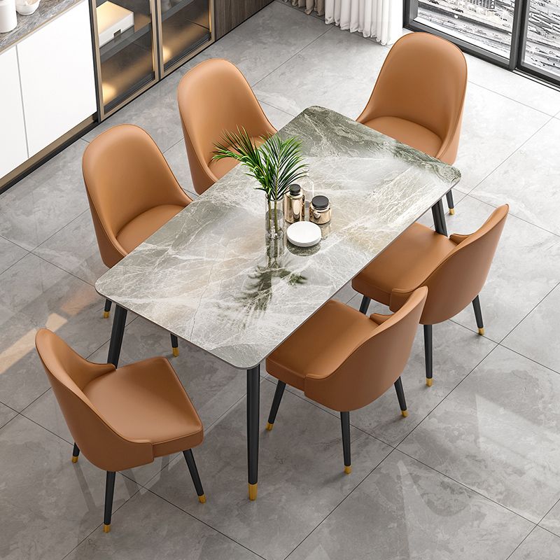 1/2/5/7 Pieces Dining Room Set Nordic Sintered Stone Dining Table Armless Chairs