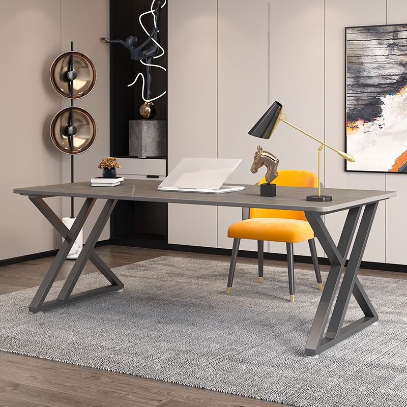 Modern Stone Office Desk 29.52" H Sled Rectangular Writing Desk for Home