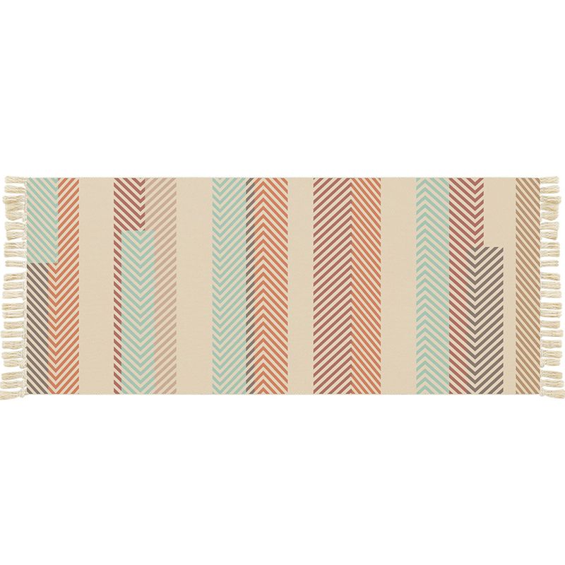 Multi Color Funky Rug Cotton Geometric Shapes Rug Pet Friendly Machine Washable Carpet for Bedroom