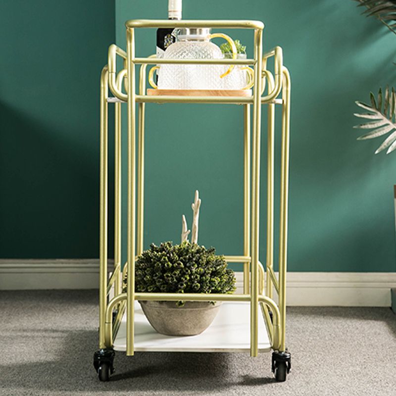 Modern 31.1"H Rolling Prep Table Rectangular Metal Prep Table for Home Use