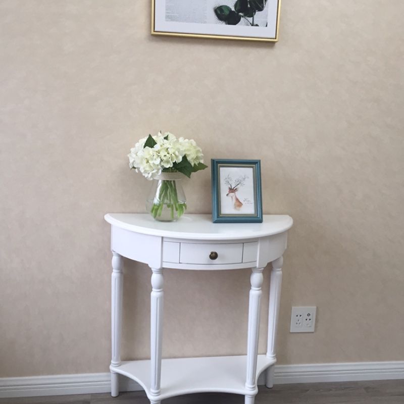 Victorian Wood Console Table Half Moon Console Sofa Table for Hall