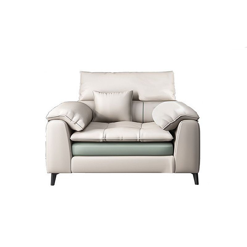 Faux leather Sectional Pillow Top Arm Beige Sectional for Living Room