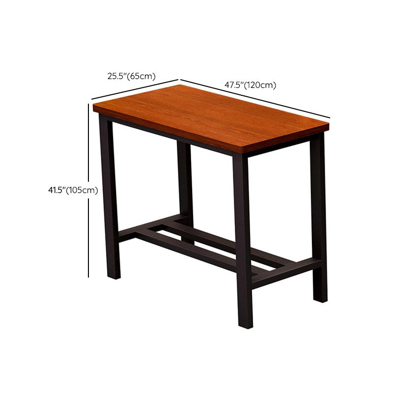 Industrial Brown Wood Bar Table Black and Metal Base Bar Table