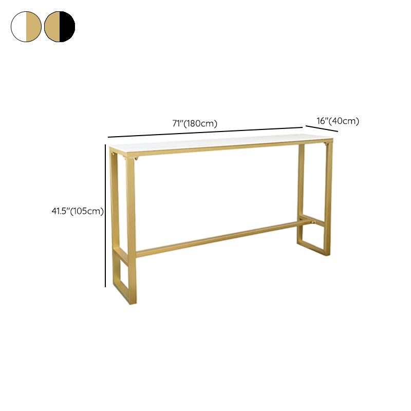 Stone Top Bar Stool Table Glam Style Pub Table with Gold Legs