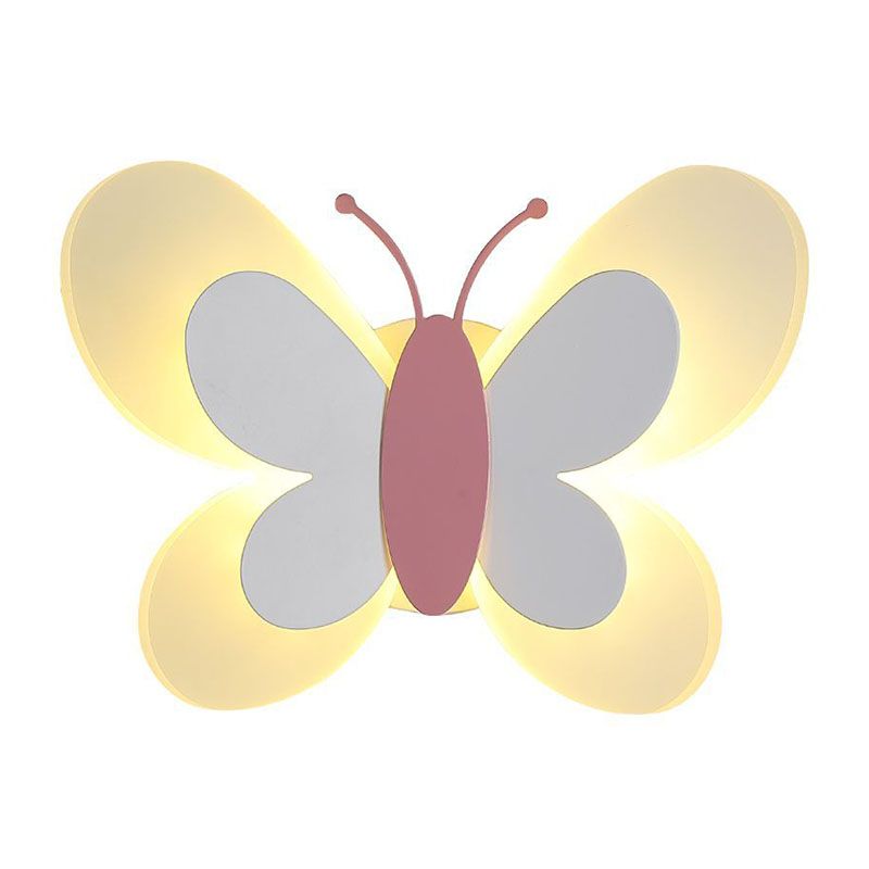 Cartoon Acrylic Wall Lighting 1-Light Butterfly Sconce Light for Children's Room