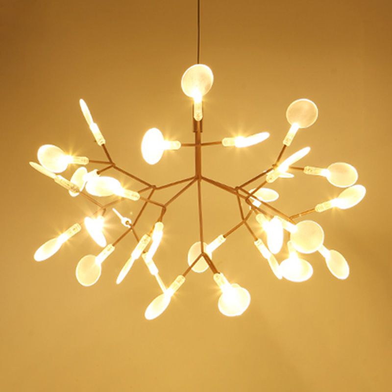 Roségold Sputnik Anhänger Licht im modernen kreativen Stil Schmiedeeisen Feuerfly -LED -Deckenlicht mit Acrylschatten