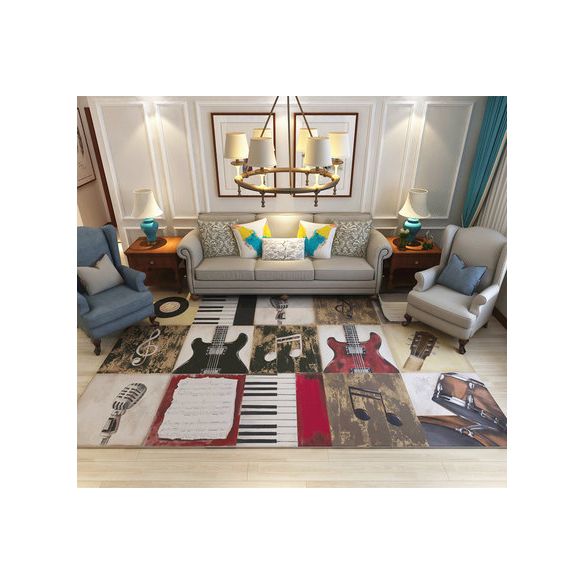 Nordic Geometric Pattern Rug Multi-Color Polypropylene Carpet Anti-Slip Washable Stain Resistant Rug for Great Room
