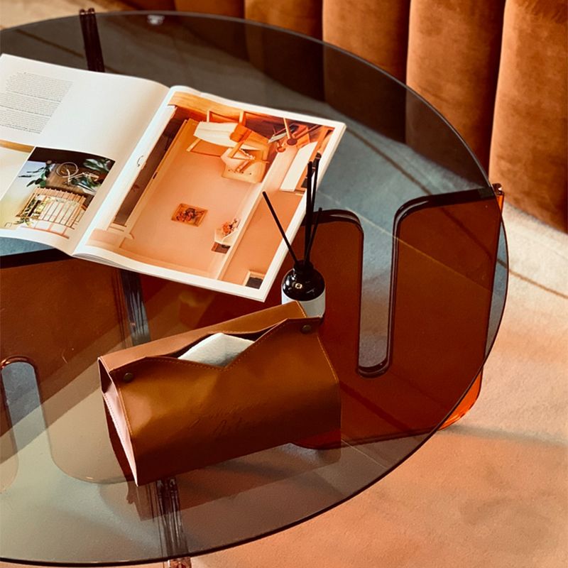 Acrylic Round Coffee Table Clear Cocktail Table for Living Room