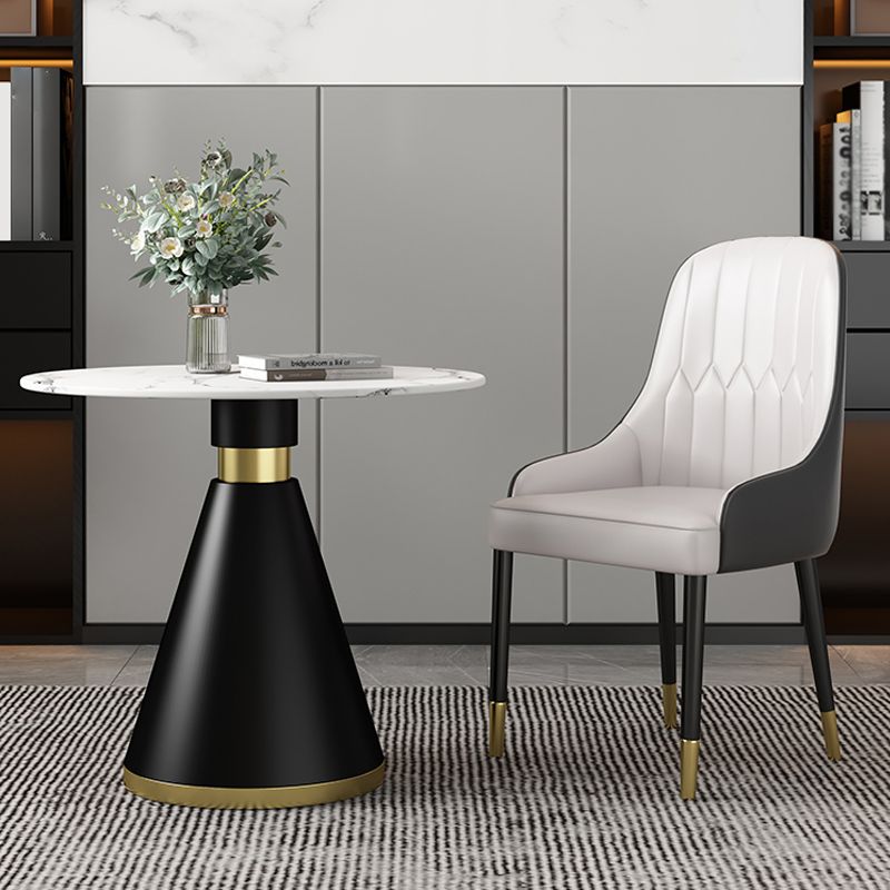 1/2/5 Pcs Metal Glam Dining Room Set with Round Dining Table Dinette Set